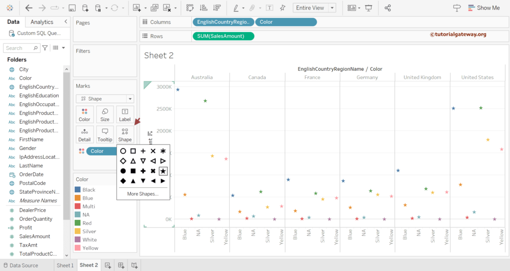 Change the shape of the Tableau Side-by-Side Circles Chart