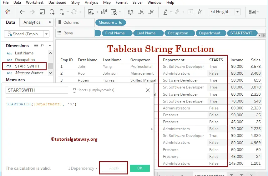 Tableau STARTSWITH function 14