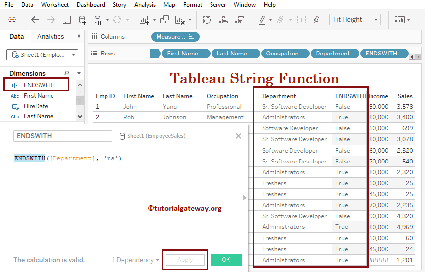Tableau ENDSWITH function 8