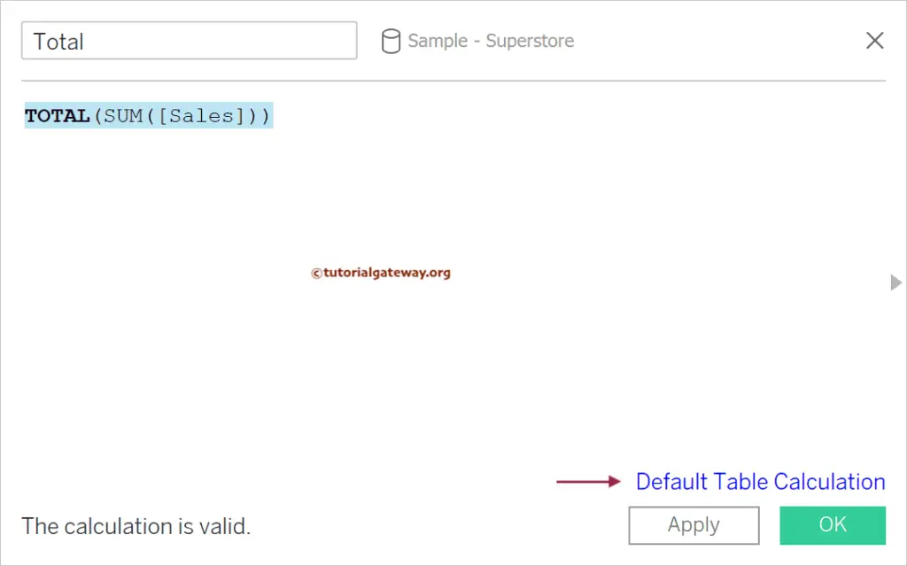 Tableau TOTAL Function Calculated Field 
