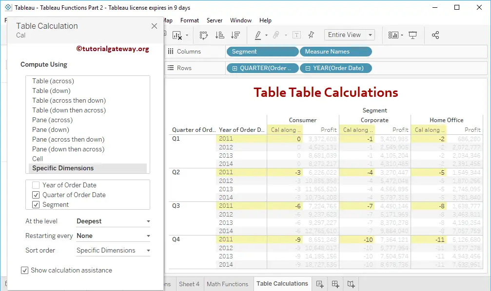 Tableau Table Calculations First Function 21