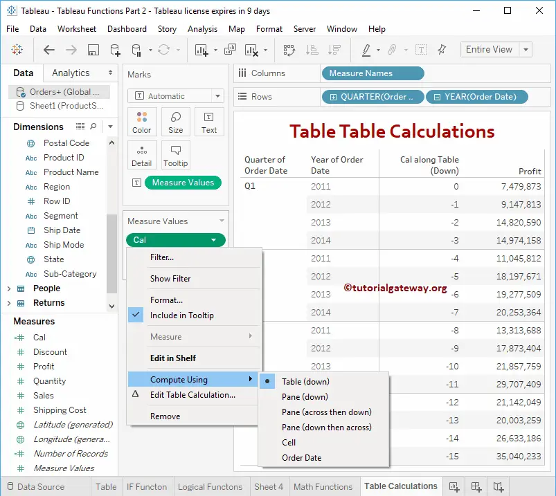 Tableau Table Calculations 7