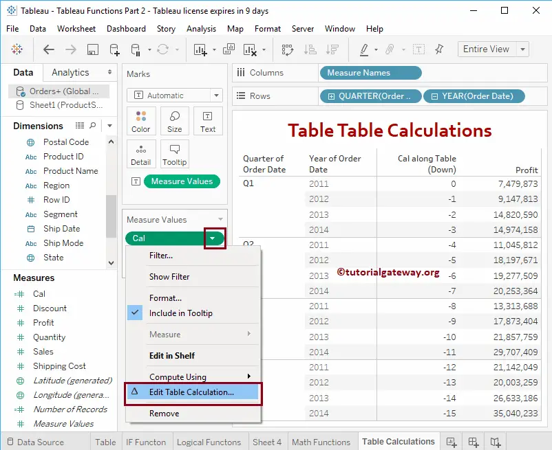 Tableau Table Calculations 8