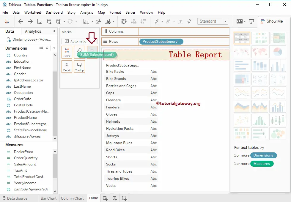 Tableau Table Report 3