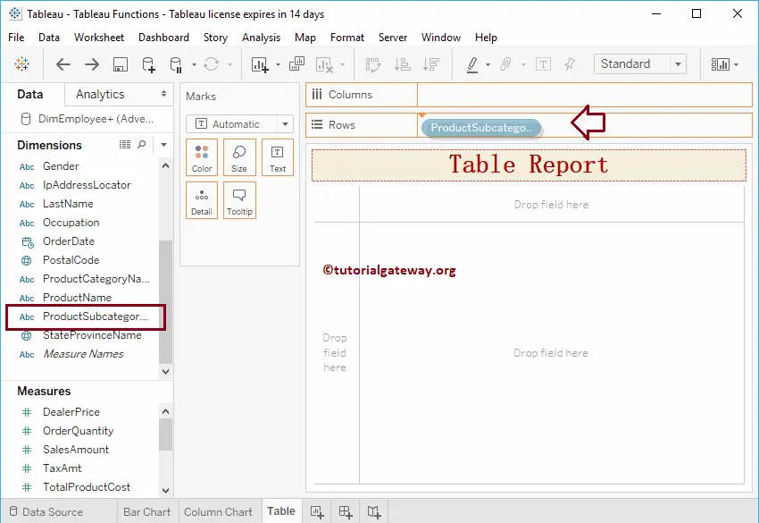 Tableau Table Report 5