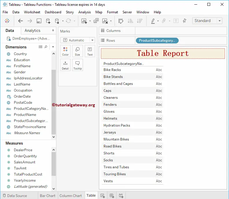 Tableau Table Report 6