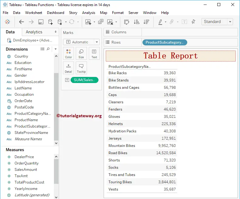 Tableau Table Report 7