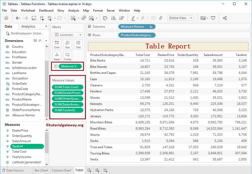 Tableau Table Report 8