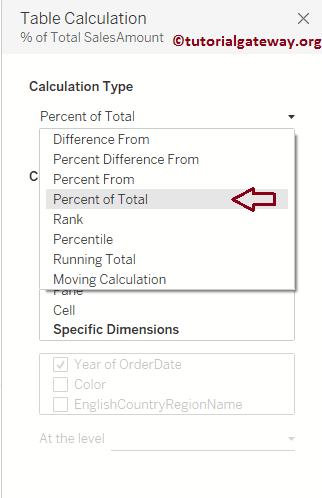 Change Table Calculation to Percent of Total 8
