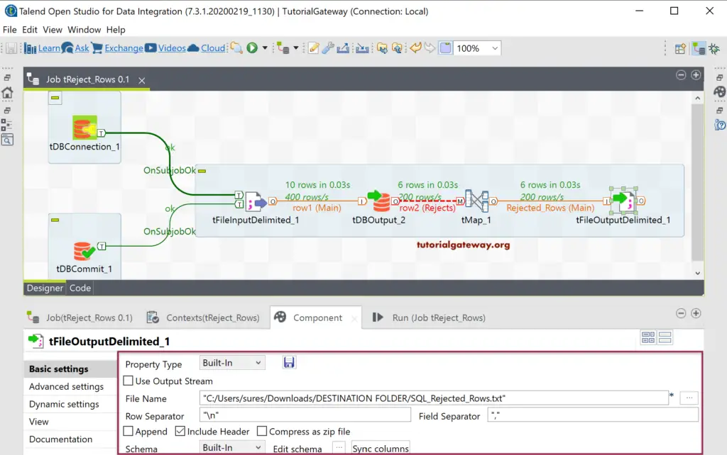 Talend Rejected Rows 14