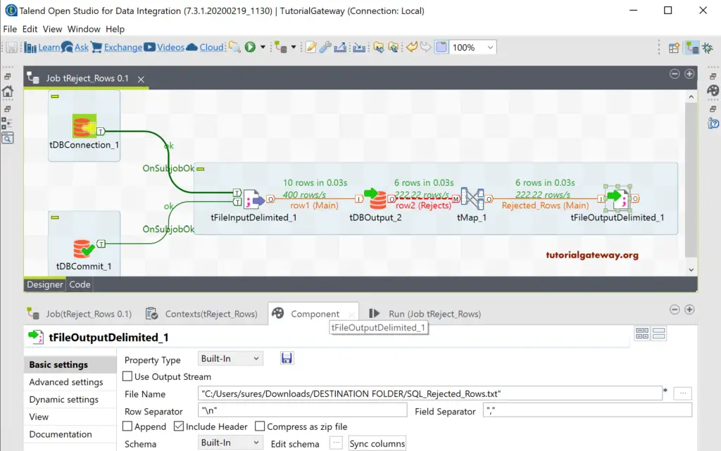 Talend Rejected Rows 17
