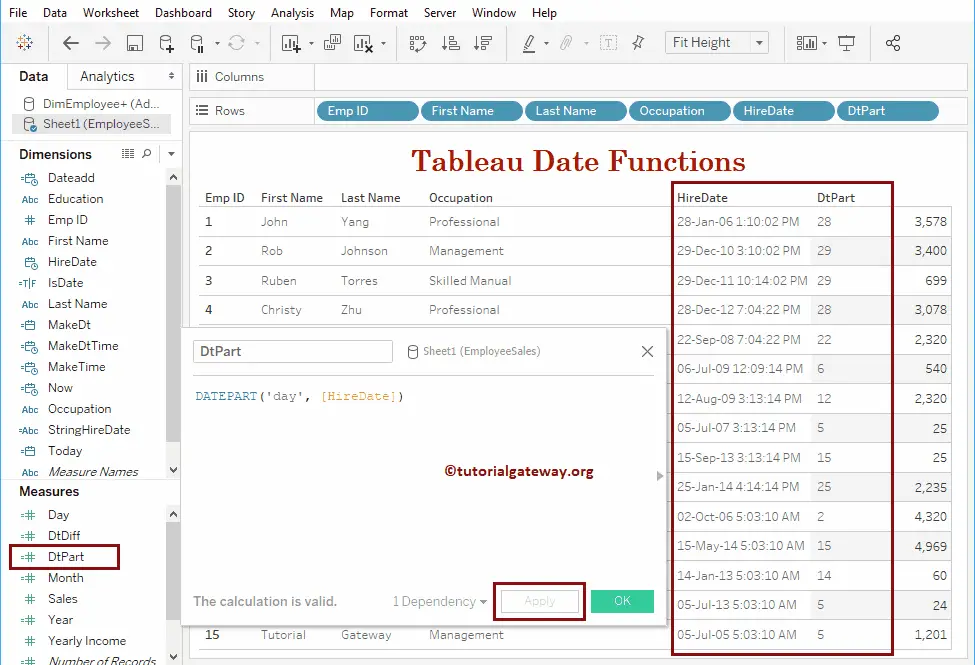 Tableau Datepart Function 28