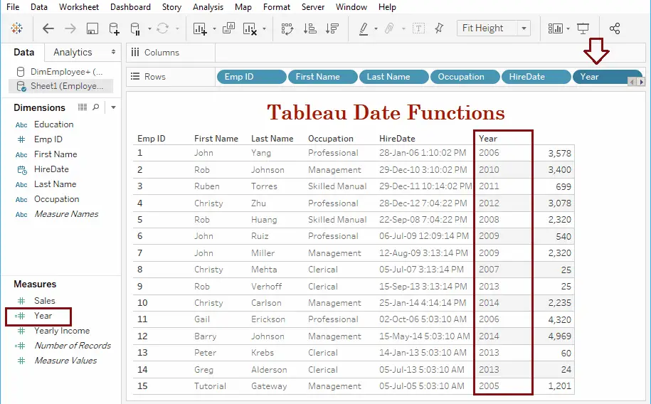 Tableau Date Year Function 5