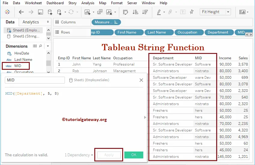 Tableau String mid Function 18