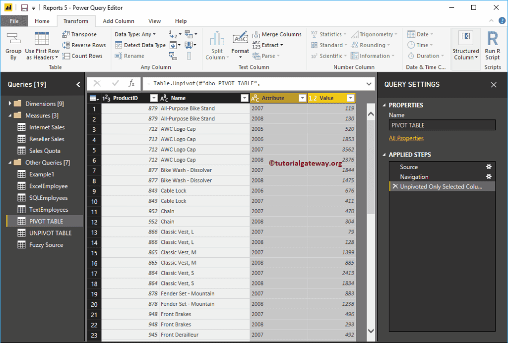 Unpivot Table in Power BI 6