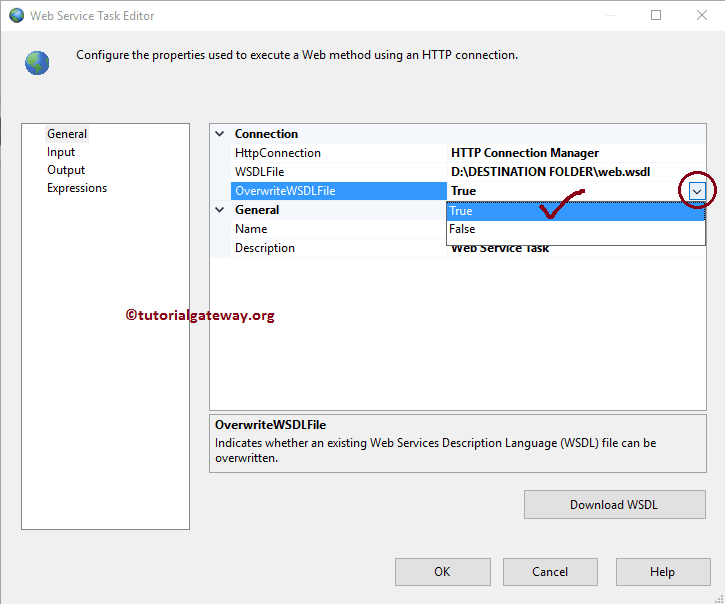 Set Override the WSDL file option to True