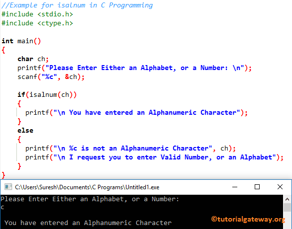 isalnum in C Programming 1