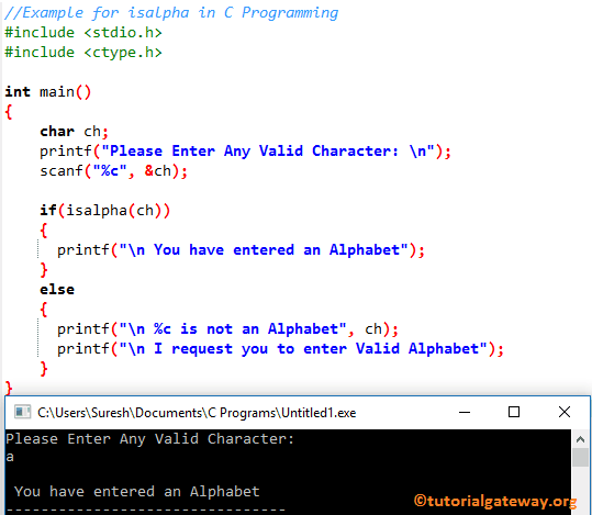 isalpha in C Programming 1