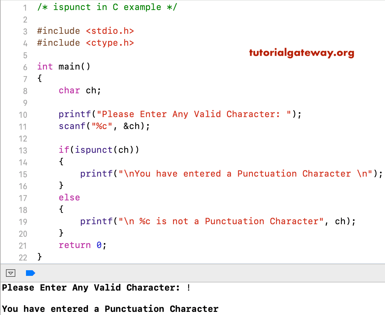 ispunct in C programming 2